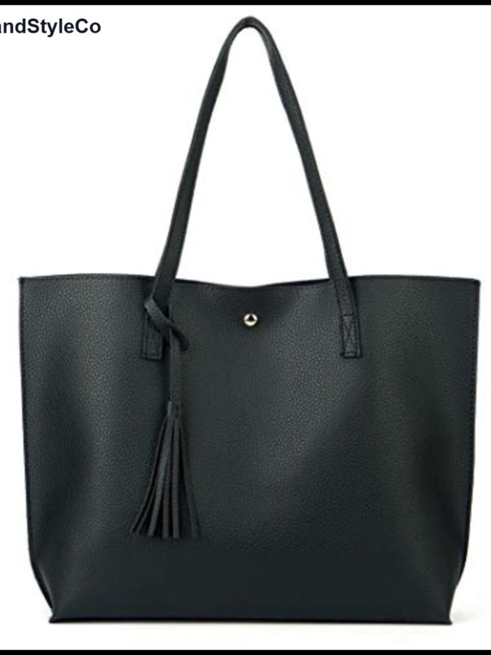 PU Faux Leather Satchel Tote Bag with Tassel Top Handle Shoulder Purse